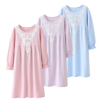 

110-170cm Cotton Children's Nightgowns 2019 Fashion Kids Girls Pajamas Dresses Long Sleeve Homewear Clothes Nachtjapon Meisje