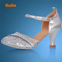 KULLA new arrival sliver heel ballroom tango latin dance shoes for women dancing salsa shoes high-heeled adult soft outsole L50