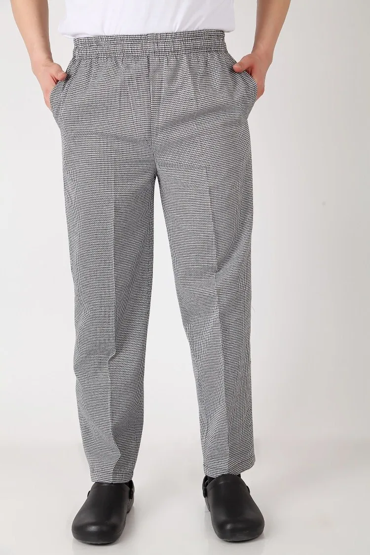 Горячая распродажа дешевые мужские брюки comfortatbal эластичная резинка на талии брюки для повара свободные стиль полосатые брюки официант