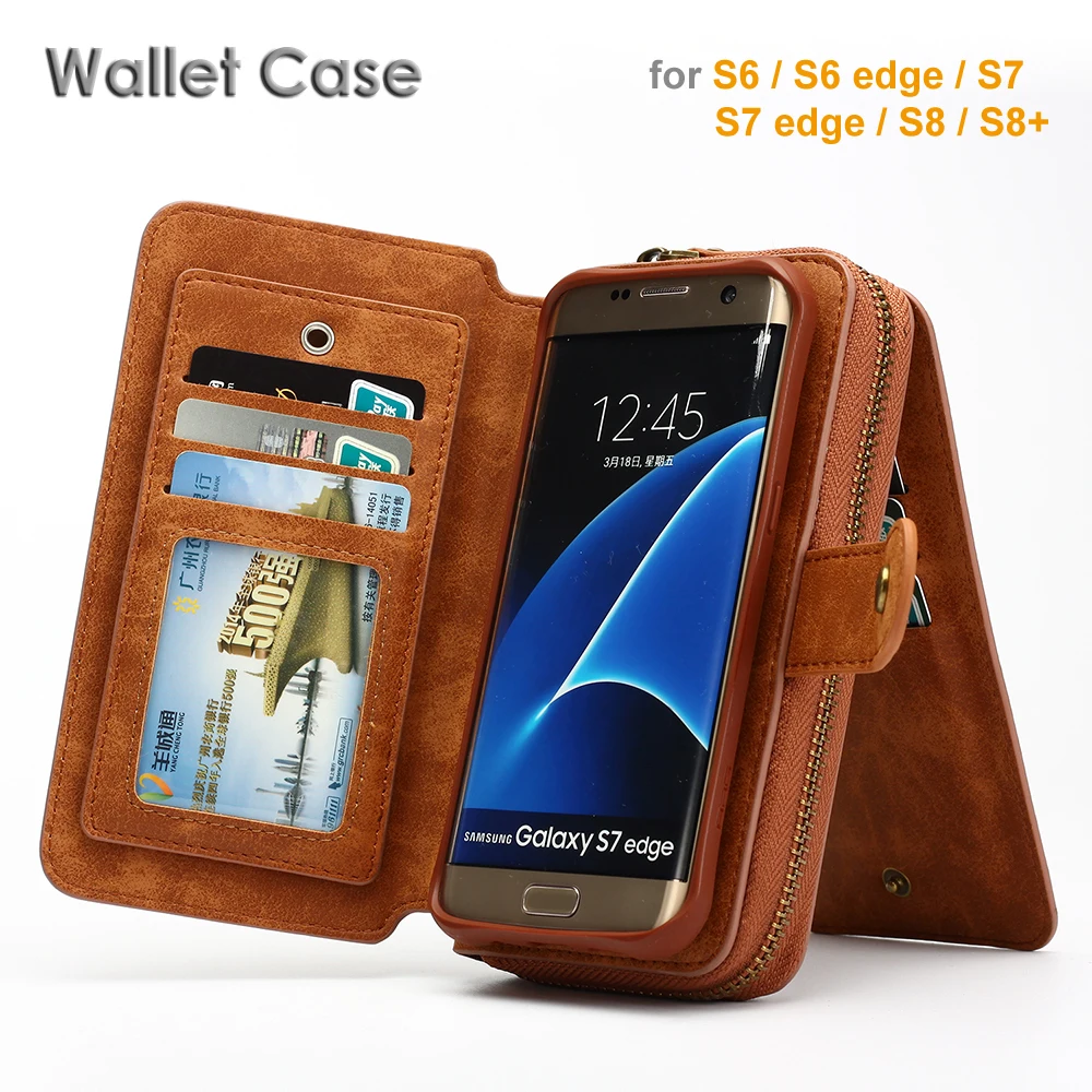 bilder für 2017 neue multifunktions-zipper wallet case für samsung galaxy s6 S7 rand S8 plus Retro Luxus Magnetischen Flip Leder Geldbörse case bilder für 2017 neue multifunktions-zipper wallet case für samsung galaxy s6 S7 rand S8 plus Retro Luxus Magnetischen Flip Leder Geldbörse case