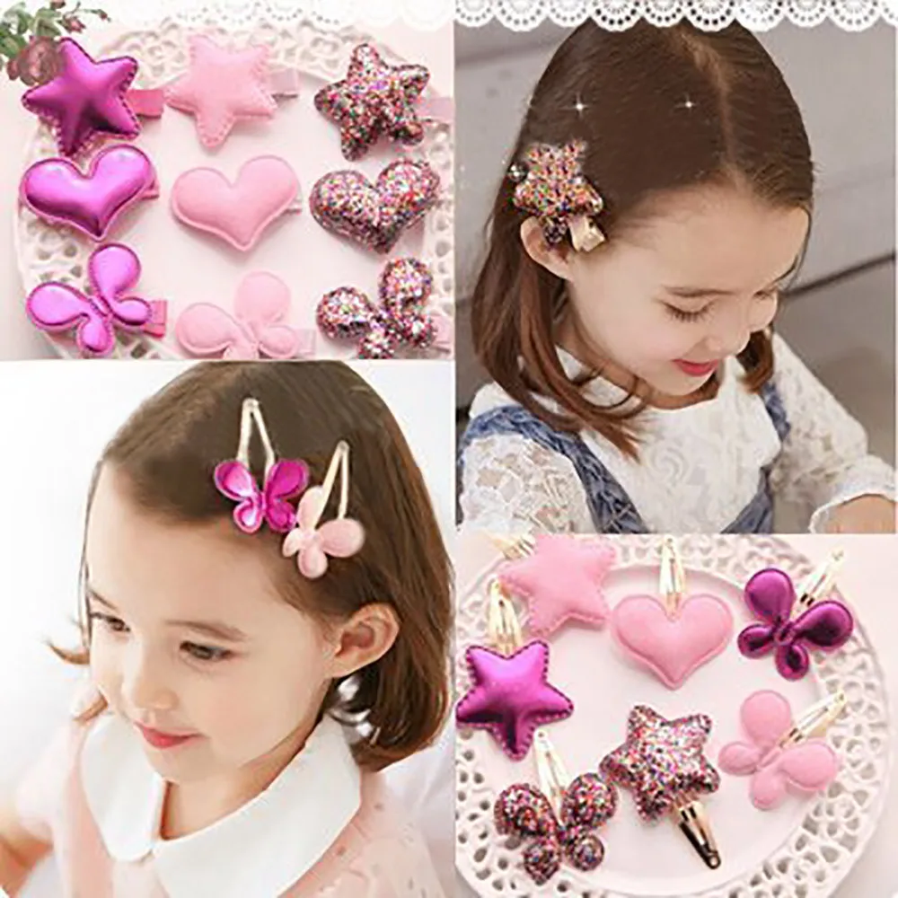 Girls Hair Pin Baby Kids Girls Children Shiny Princess Sequins Star Heart Butterfly Hair Clip Hair Accessories For Girls Gift