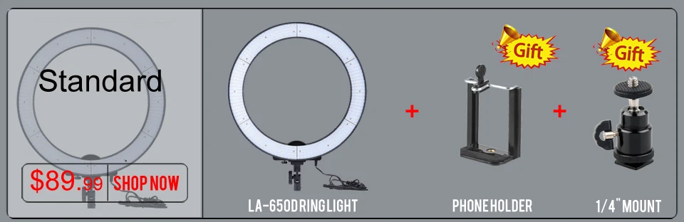 Andoer LA-650D 5500 K 40 W 600 светодиодный кольцо света комплект фотографическое освещение Studio/телефон/видео фотографии кольцо ла
