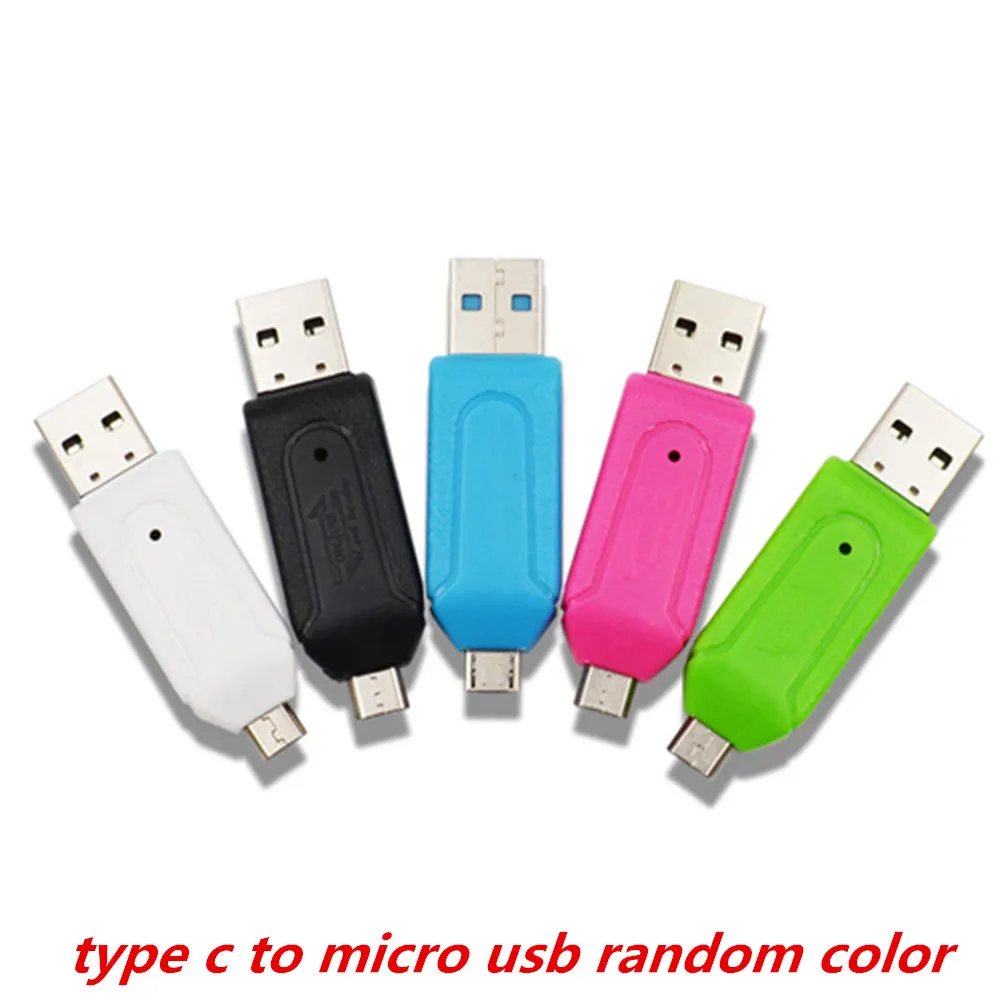 Тип C& Micro USB& USB 2 в 1 OTG кард-ридер высокоскоростной USB2.0 Универсальный OTG TF/SD для Android компьютера удлинители - Цвет: show as photo