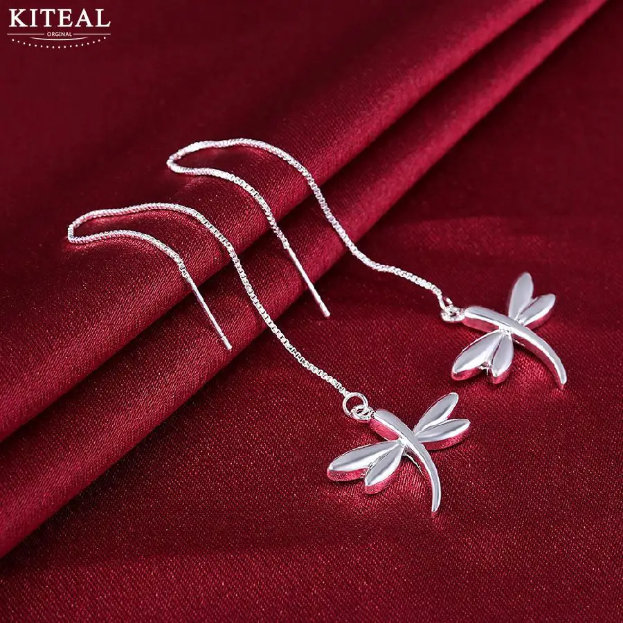 

2017 Lovely silver plated earrings dragonfly long earings oorbellen women fashion jewelry