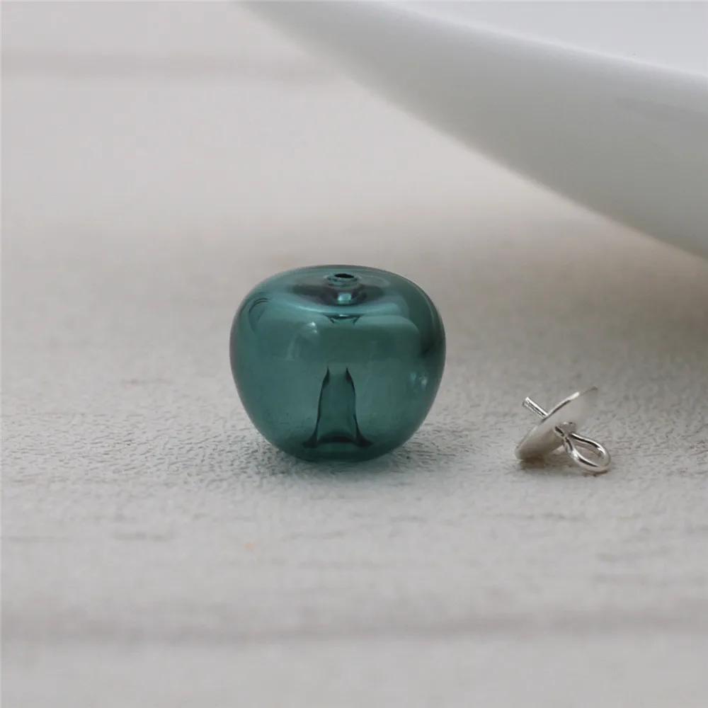 blackish green 925 1 шт яблоко цветной глазурь шар стеклянный флакон амулеты диффузор духи многоразового эфирного масла Ароматерапия Серебро Золото колпачок включает - Окраска металла: blackish green 925