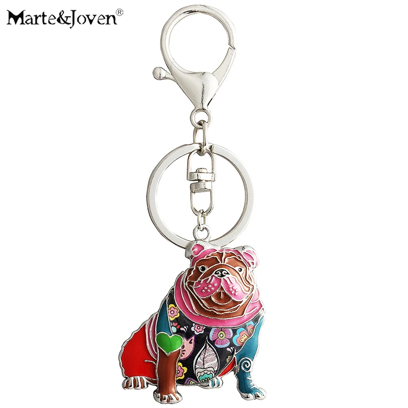 

Marte&Joven Personalized English Bulldog Keychain Gifts for Women Girls Dog Lovers Unique Colorful Enamel Dog Charm Keyrings