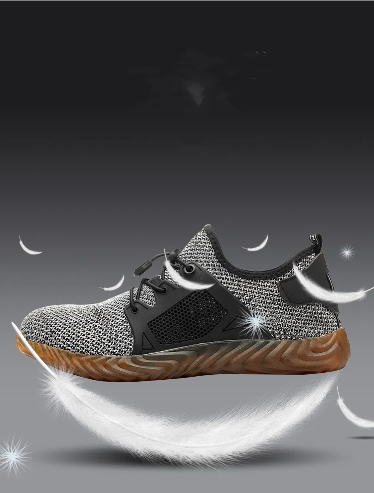 2019 New Breathable Mesh Safety Shoes Men Light Sneaker Indestructible Steel Toe Soft Anti-piercing Work Boots Plus size 36-48