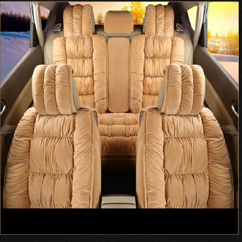 

rete Auto Car Seat Cover full sets Universal Fit 5 seat SUV sedans front/back mats automotive interior warm soft cotton-padded