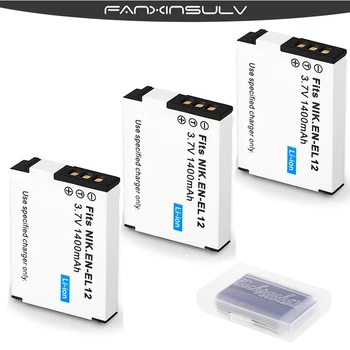 

3 EN-EL12 ENEL12 EN EL12 Camera Batteries +3 Battery casefor Nikon S9900 S9700 AW120 S9500 AW110 S70 A900 S8200 AW130S P340 S70