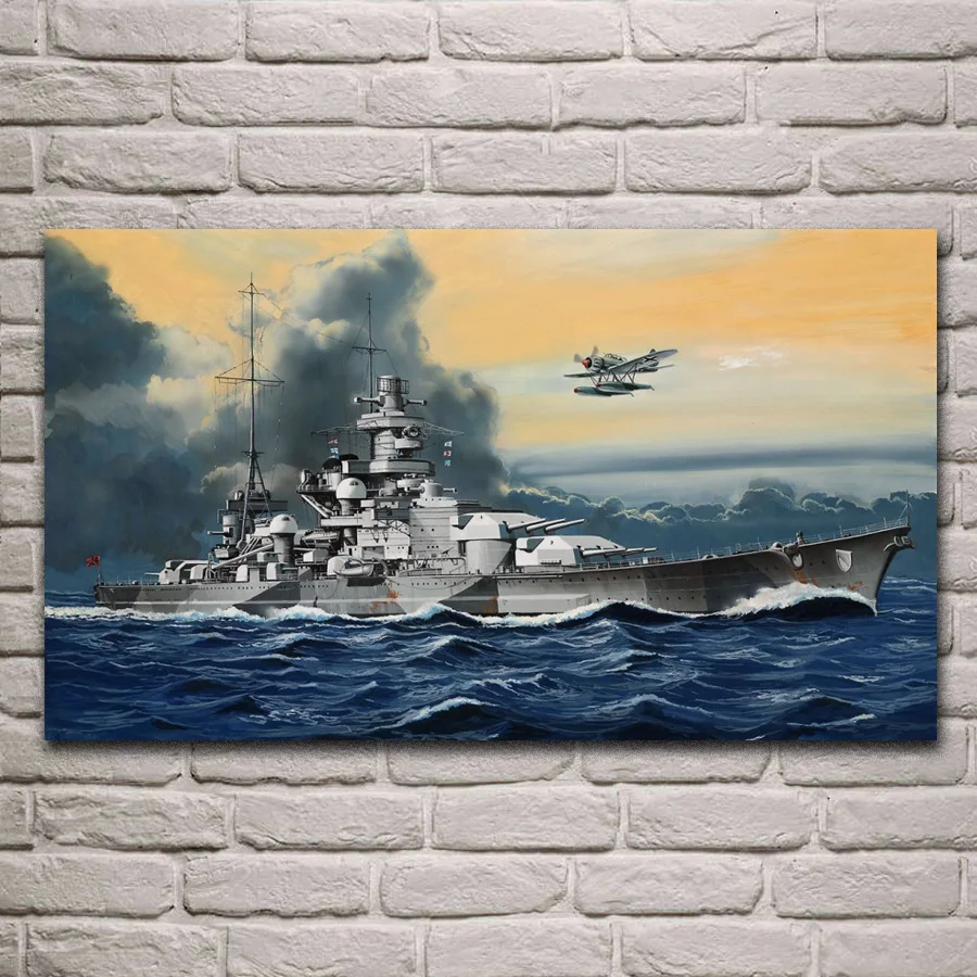 

Germany Kriegsmarine Battleship Scharnhorst navy art living room decoration home wall art decor wood frame fabric posters ME153