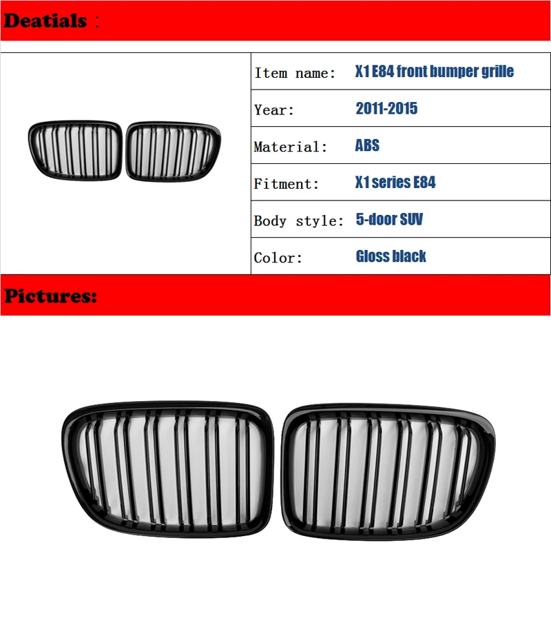 E84 передняя решетка капота сетка для BMW X1 серии E84 2011- автостайлинг гоночные решетки пианино черный цвет