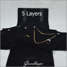 Черный бархат ювелирные изделия ролл сумка Портативный Jewellery чехол для хранения складной для Цепочки и ожерелья Кольца браслет Серьги expositores
