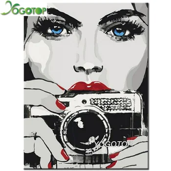 

YOGOTOP 5D Diamond Painting Cross Stitch Diy Diamond Embroidery Beauty camera Square Diamond Mosaic Needlework VD559