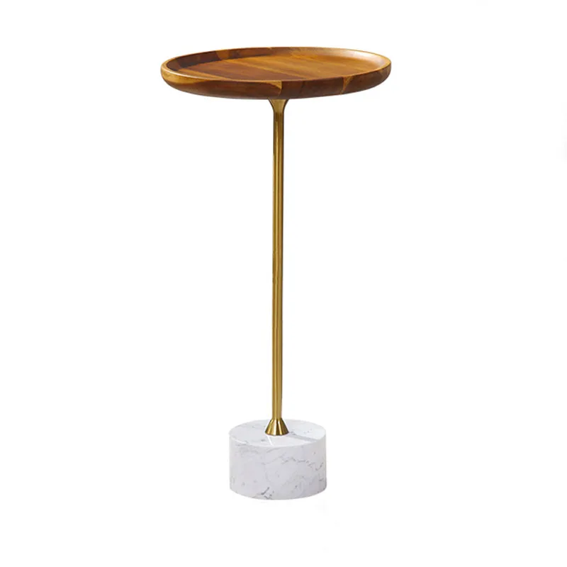 Роскошный торцевой столик из дуба, мебель для гостиной, Мраморная основа, круглый столик, Маленький журнальный столик