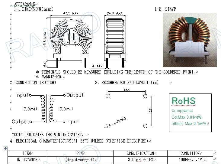 3mH 20A DC многорежимный дроссель T37x22x15 QZ медный провод 1 8 мм|common mode choke|common modewire wire |