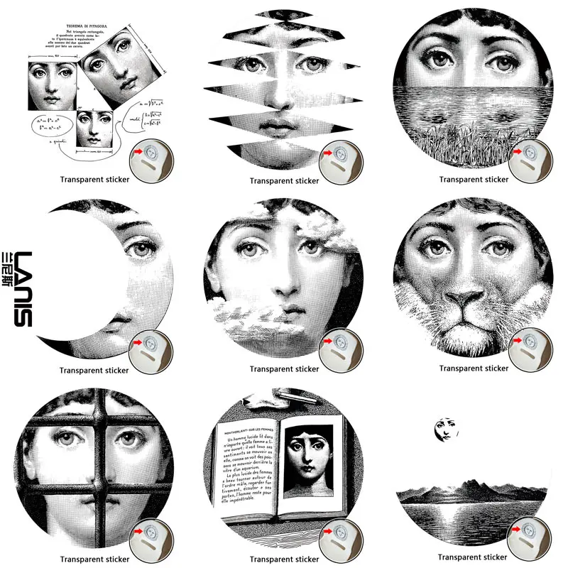 NO.85-112 Designer Fornasetti Wallpaper Transparent Stickers Wall Stickers For Wall Decoration Living Room 1 PCS