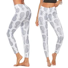 Женские штаны для йоги с принтом ананаса, подъемные бедра, высокая талия, дышащие спортивные брюки YA88