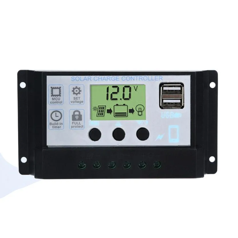 Контроллер заряда USB 40A 12 V-24 V Панели солнечные регулятор с Dual USB Автомобильное зарядное устройство, портативное зарядное устройство с цифровым дисплеем, Прямая поставка