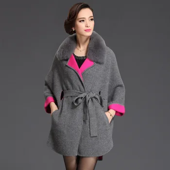 

Danjeaner Woman Wool Coat High Quality Winter Fur Collar Jacket Women Slim Woolen Long Cashmere Coats Cardigan Jackets
