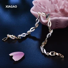 XIAGAO новые браслеты известный бренд ювелирных изделий Топ AAA циркониевый Кристалл Витая рука браслет цепочка 20 см L140