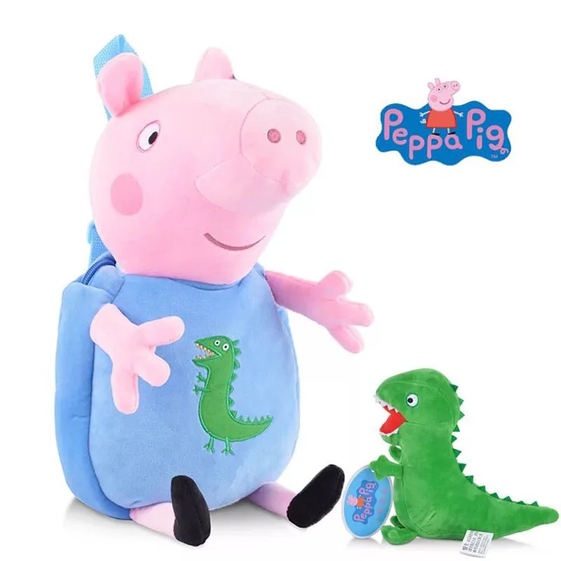 2 шт. Подлинная Peppa Свинья 44 см сумка + 1 шт. кукла малыш милые сумки рюкзак детский сад плюшевые мультфильм мешок Горячая Распродажа большая