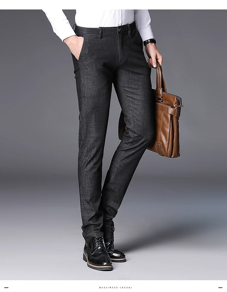 Серый деловой мужской костюм брюки Молодежный тонкий дизайн костюм брюки осень Новый 28-36 размер