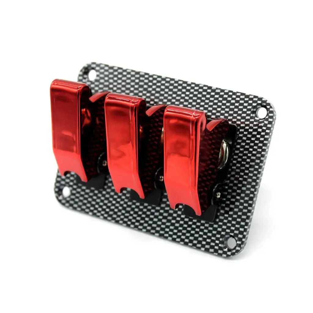 12V Toggle Switch Racing Ignition Engine Relays Carbon Fiber Surface Panel With Toggle Switch & Cover