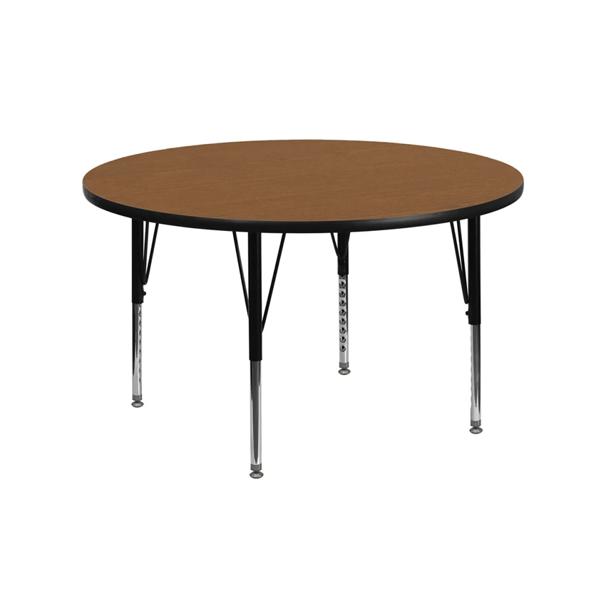 Flash Furniture 42'' Round Activity Table with Oak Thermal Fused Laminate Top and Height Adjustable Pre-School Legs