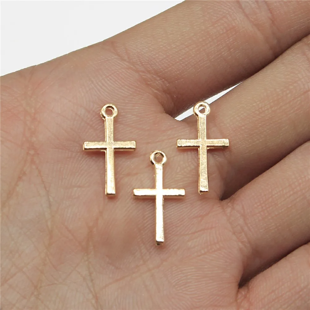 WYSIWYG 50pcs/lot 10x18mm Cross Charms Pendant For Jewelry Making 2 Colors Alloy Charms