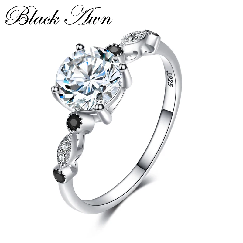 

BLACK AWN 2019 New Classic 925 Sterling Silver Fine Jewelry Trendy Engagement Bague Femme for Women Wedding Rings Bijoux C057
