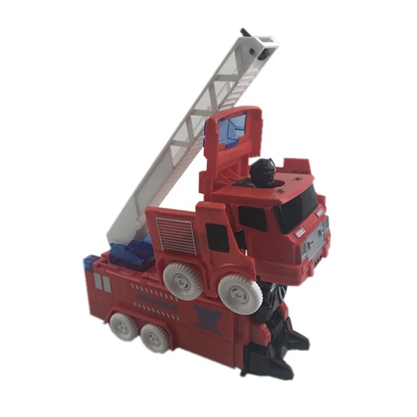 Boys Toys Alloy and Plastic 2 In 1 Deformation Robot Car Vehicles Model Toys Children' Toys Fire Truck Transformation Robots