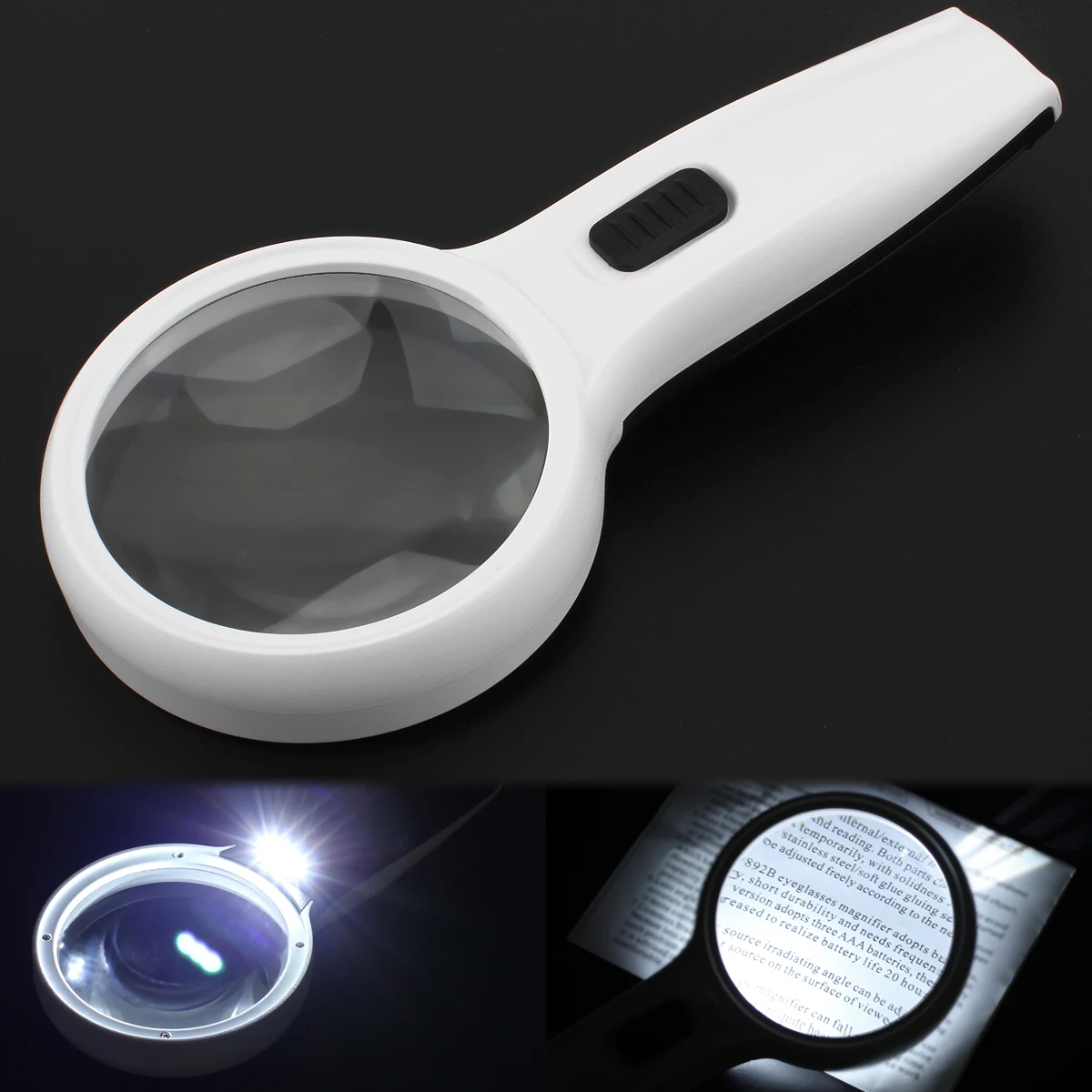 

Portable High Quality 75mm Handheld 10X Magnifier Magnifying Glass Loupe Reading Jewelry Repair Tool with 3LED Tools