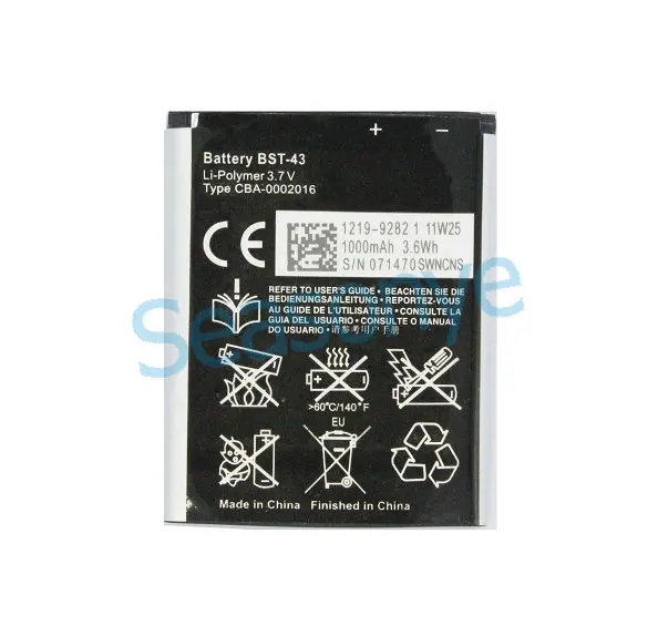 

1000mAh / 3.6Wh BST-43 / BST43 Replacement Battery For WT13I U100 U100i J10 J20 J108 J108i S001 CK13I T715 Yari Hazel X2a WT13I