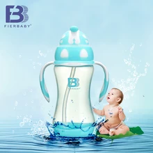 Fierbaby 300ML the large capacity baby cute dot water cup Baby/kids training drink water cup the feeding cup with the handle