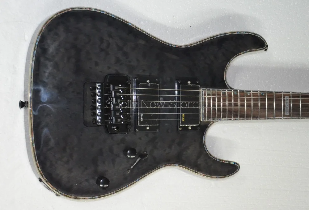 

Shelly new store factory custom abalone PVC binding quilted maple veneer black floyd rose locking nut 24 frets electric guitar