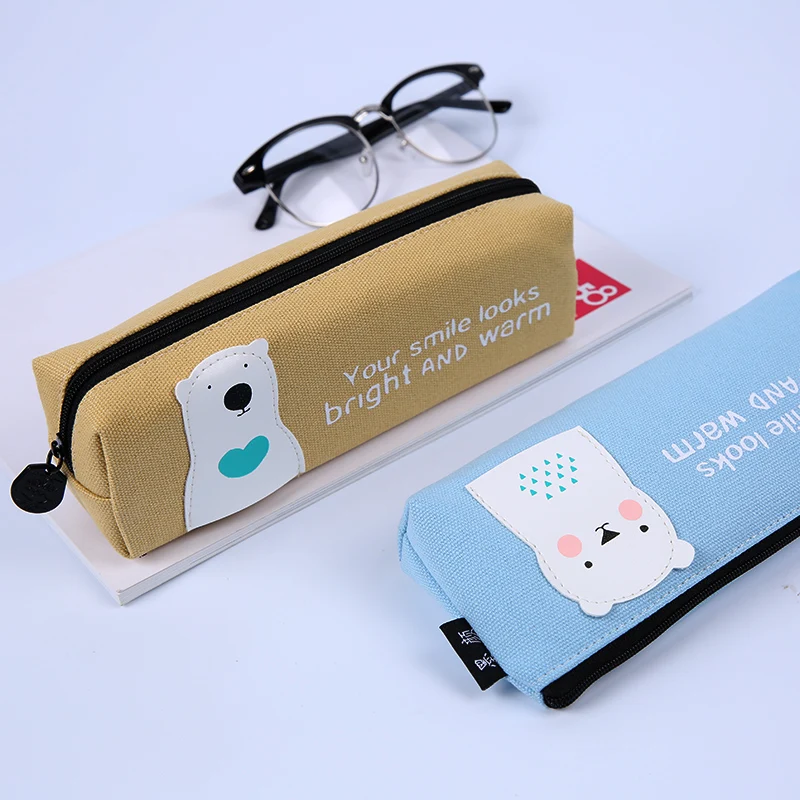 

Korean Style Cute Kawaii Canvas Pencil Bags Case Brief and Adorable Pet Series Large Capacity Student Pen Bag School Supplies