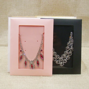 

50PCS new pink jewelry package box various color window envelop box for jewelry necklace package /invitation card /CD storage