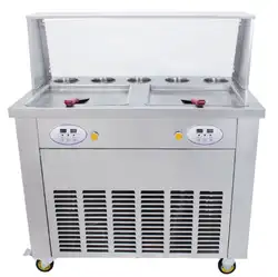 (Бесплатная доставка по морю) Бесплатная extrashovel R410a Коммерческая с двумя сковородками для жарки мороженного приготовления роллов машина