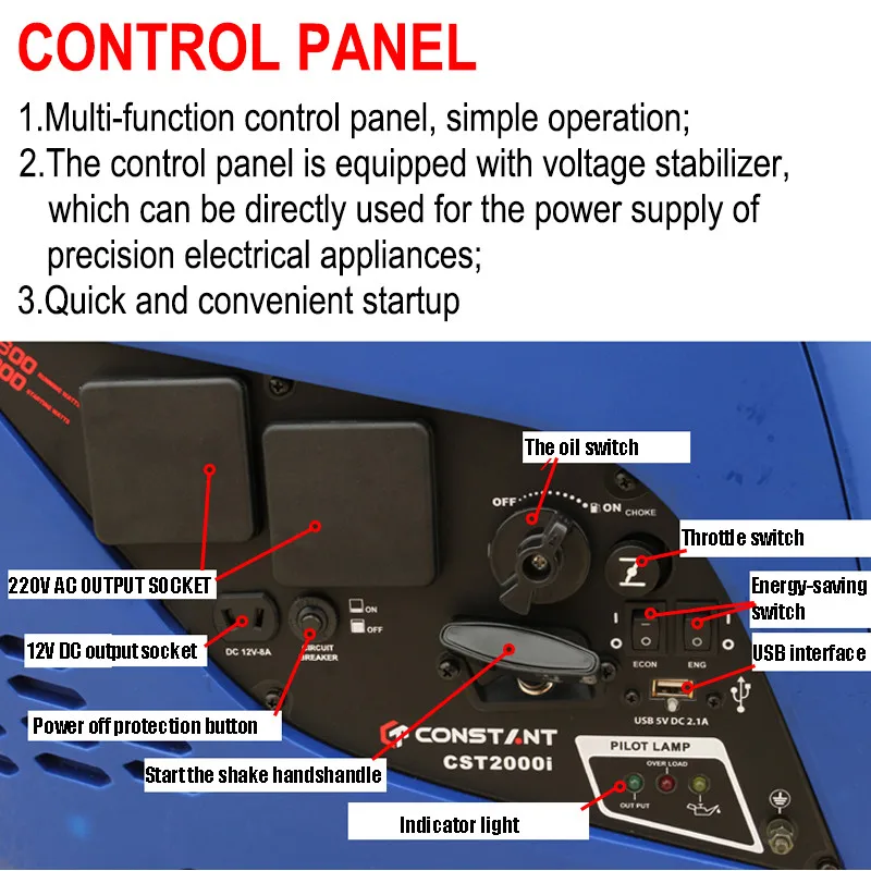 2000W 220V AC New Model Lightest Inverter Generator,Portable generator for Camping,Outdoor generator for Picnic,CST 2000i 2000W 220V AC New Model Lightest Inverter Generator,Portable generator for Camping,Outdoor generator for Picnic,CST 2000i