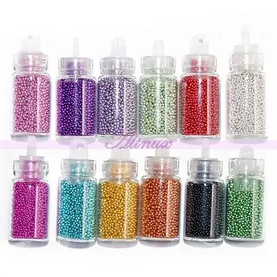 

Little 12 Bottles Beads Caviar Balls Nail Art Rhinestone Manicure DIY Decoration
