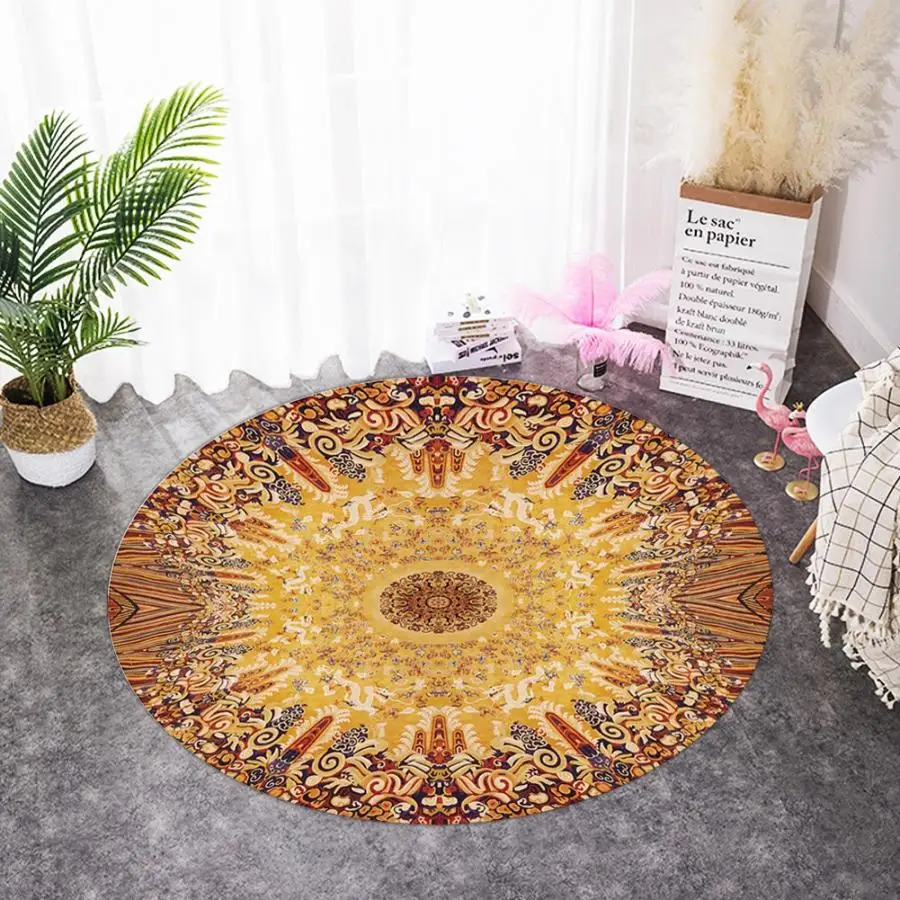 Нескользящий круглый меховой коврик, винтажный моющийся ковер, коврик для стула, спальни, кухни, декор из овчины