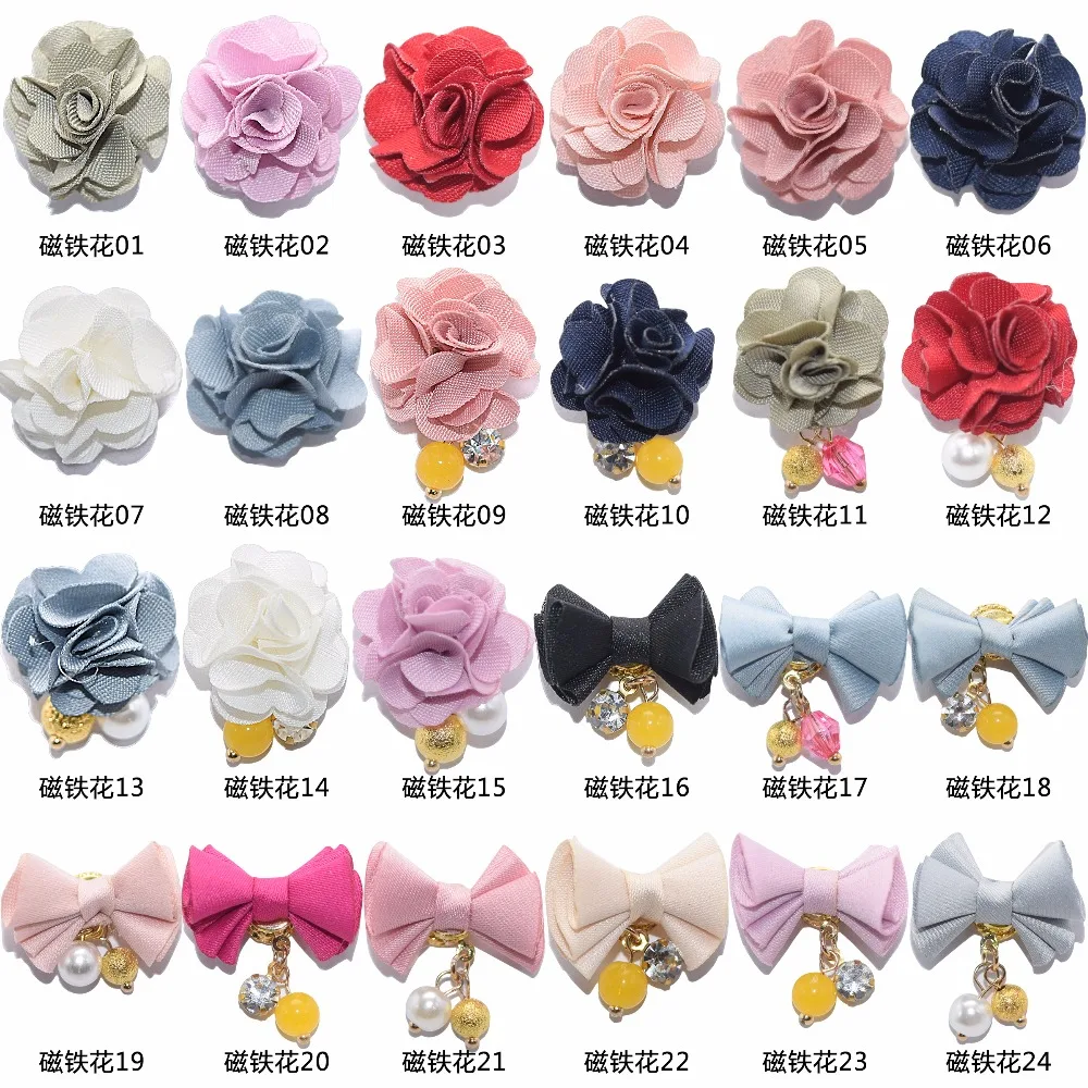 1 قطعة الكورية مسمار الفن المغناطيس زهرة Bownot سحر مجوهرات أظافر 24 أنماط زهرة 3D سبائك مسمار سحر المعادن حجر الراين مسمار الفن ##24