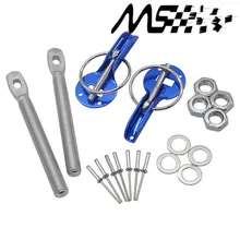 Universal Original Logo Car Racing Engine Bonnet Silver Hood Pin Flip Over Security Lock Kit Set