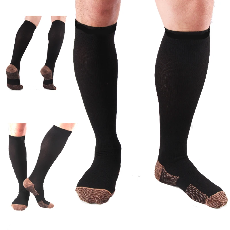 1 Pair Unisex Compression Socks Women Men Anti Fatigue Pain Relief Knee High Comfortable Travel Stockings