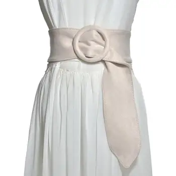 

Women Solid Color Suede Ring Buckle Waistband Belt for Jeans Dress