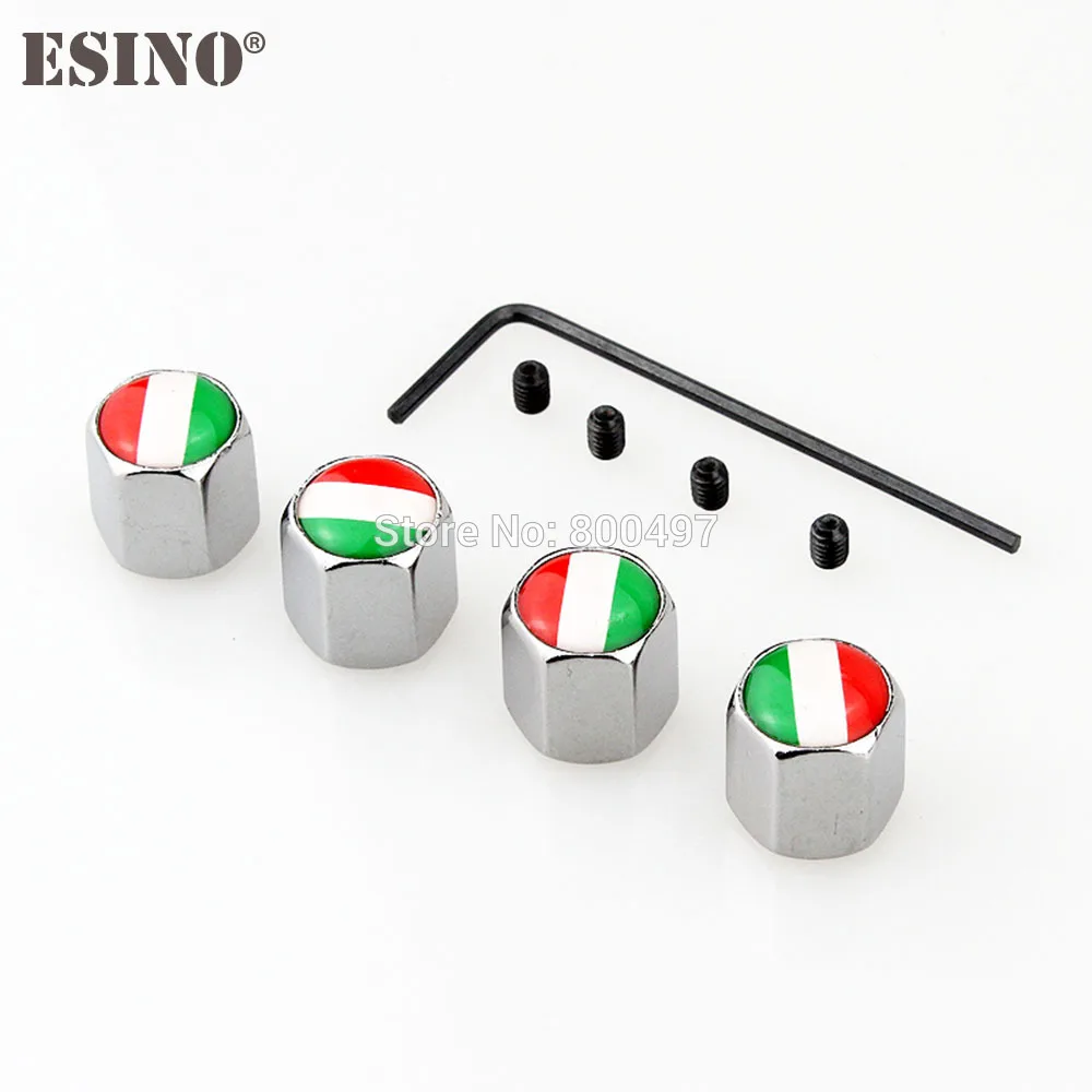 4 x Car Styling Italy National Flag Anti-theft Stainless Wheel Tire Valve Stems Caps Stem Air | Автомобили и мотоциклы