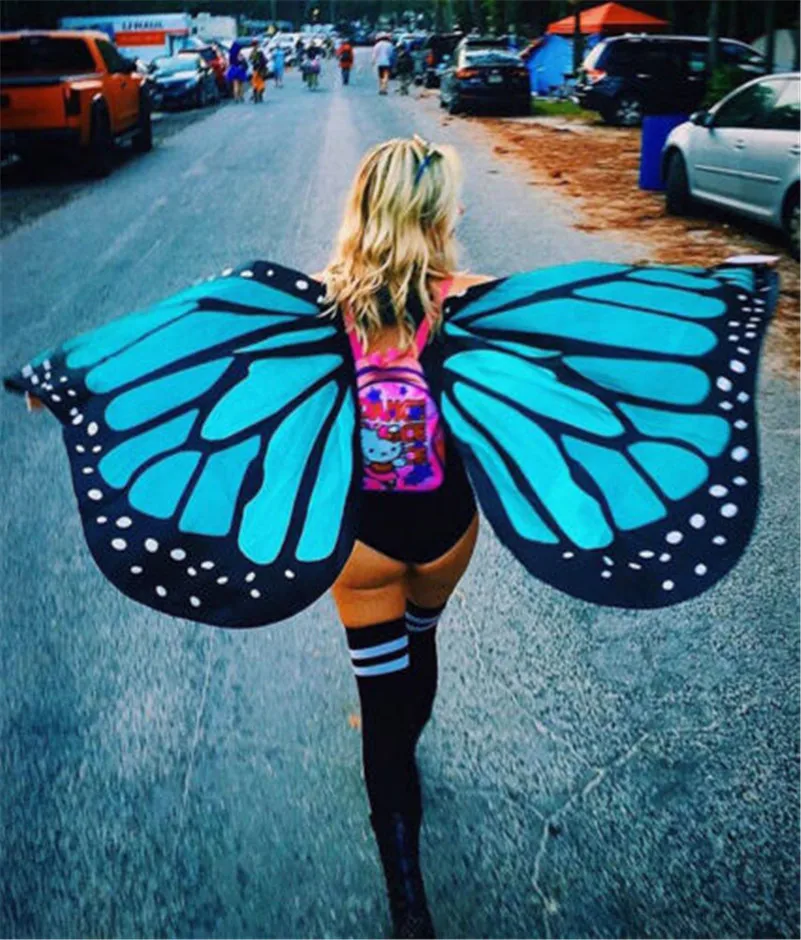 Butterfly Wings Ladies Seaside Cover Ups Nymph Pixie Costume Accessory Women Colorful Soft Fabric Beach Cover Up Fairy