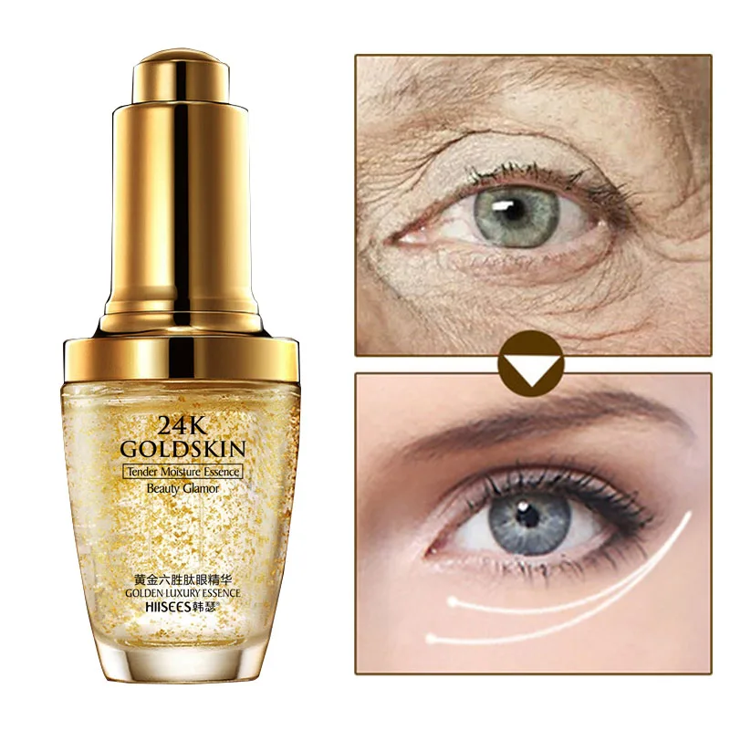 

24K Gold Eye Serum Face Collagen Ageless Essence Argireline Against Wrinkle Puffiness Aging Dark Circle Bag Drops Skin Care MQ