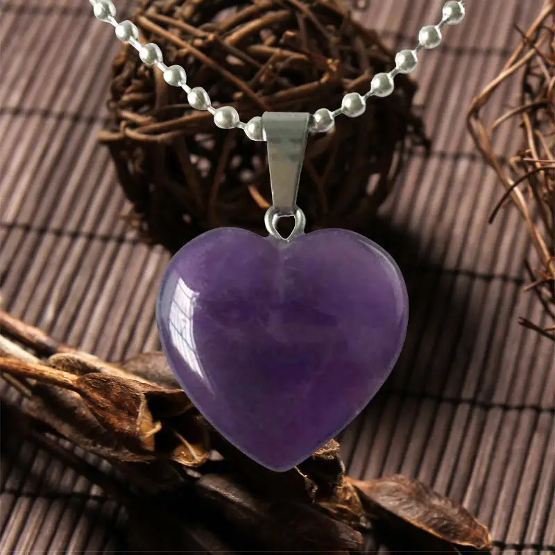 

Hot Selling Natural crystal stone Love Heart Pendant Bead Reiki Chakra Pendant Jewelry Making Necklace Earrings for women