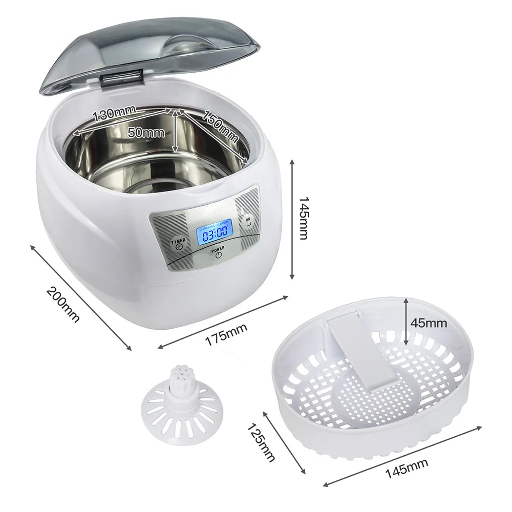 

Ultrasound Cleaner 0.75L Tank 35W 42kHz Baskets Jewelry Watches Injector Ring Dental PCB Digital Ultrasonic Mini Cleaner Bath